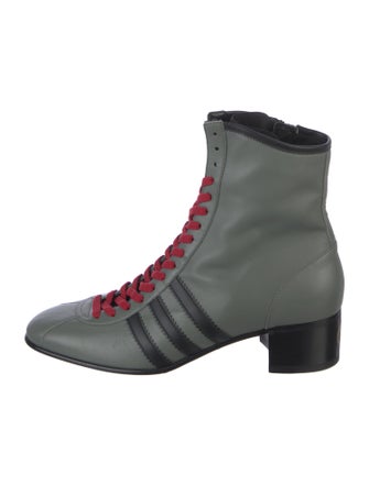 Gucci x Adidas Leather Lace-Up Boots