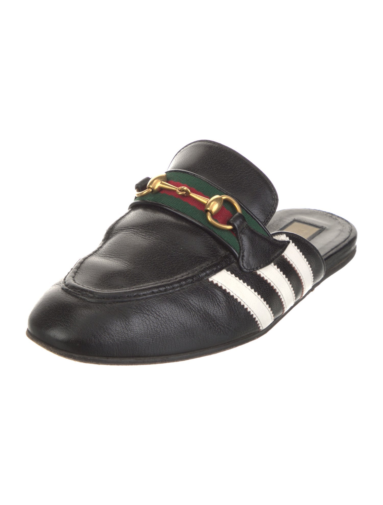 Gucci x Adidas Web Accent Leather Slippers