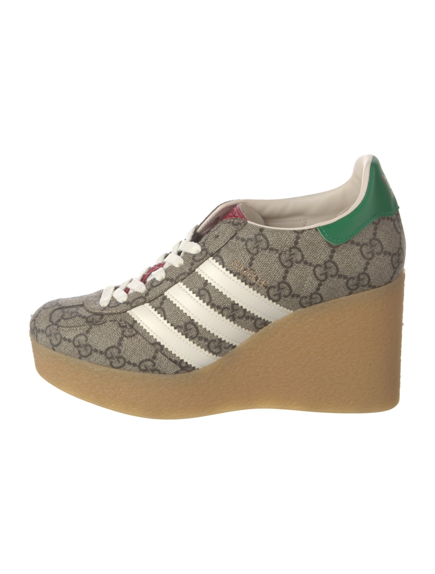 Gucci x Adidas GG Supreme Leather Trim Embellishment Wedge Sneakers
