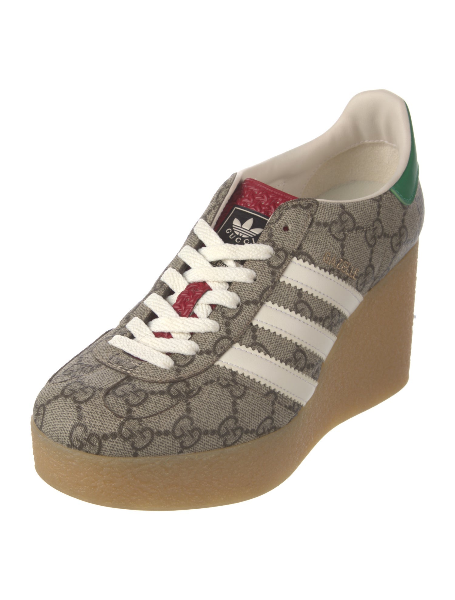 Gucci x Adidas GG Supreme Leather Trim Embellishment Wedge Sneakers