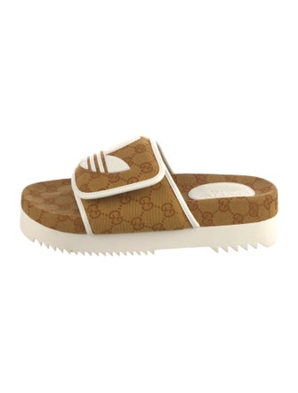 Gucci x Adidas Canvas Printed Slides