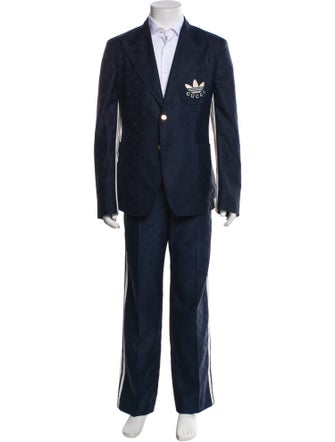 Gucci x Adidas Signature Logo Graphic Print Two-Piece Blazer