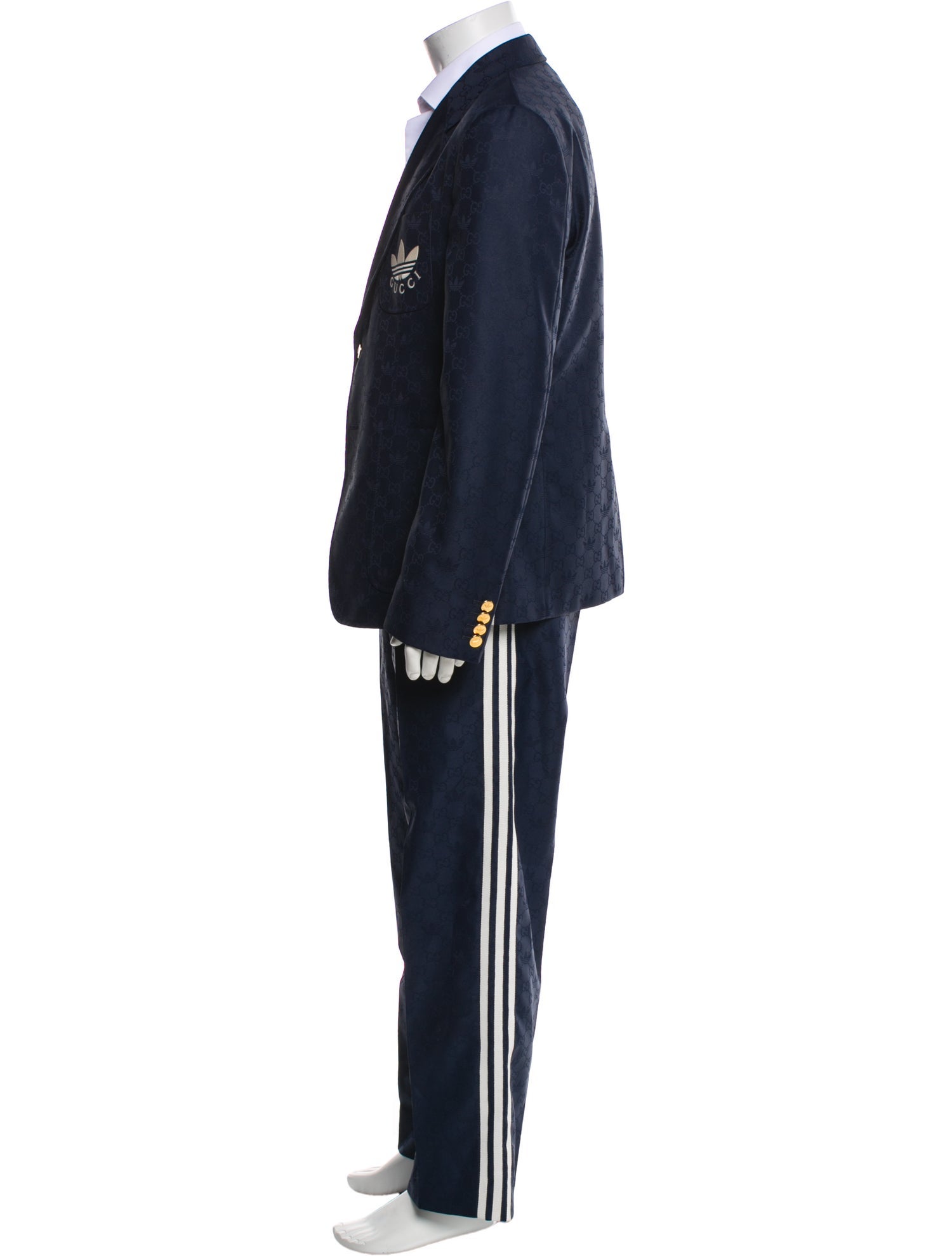 Gucci x Adidas Signature Logo Graphic Print Two-Piece Blazer
