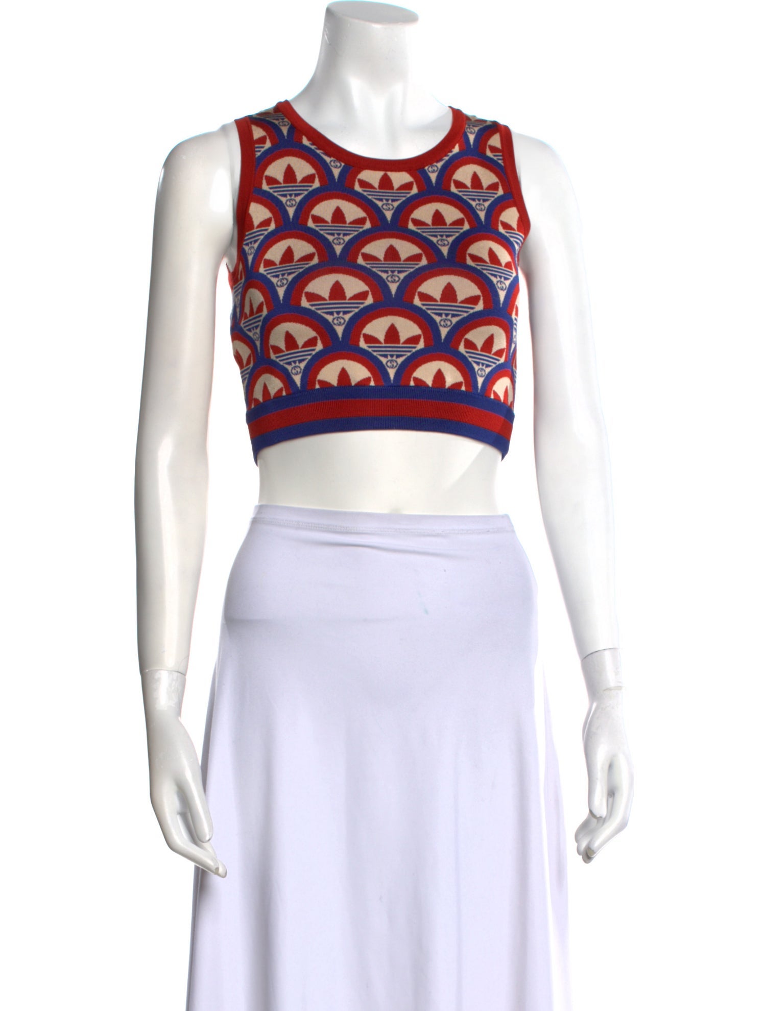 Gucci x Adidas Printed Scoop Neck Crop Top