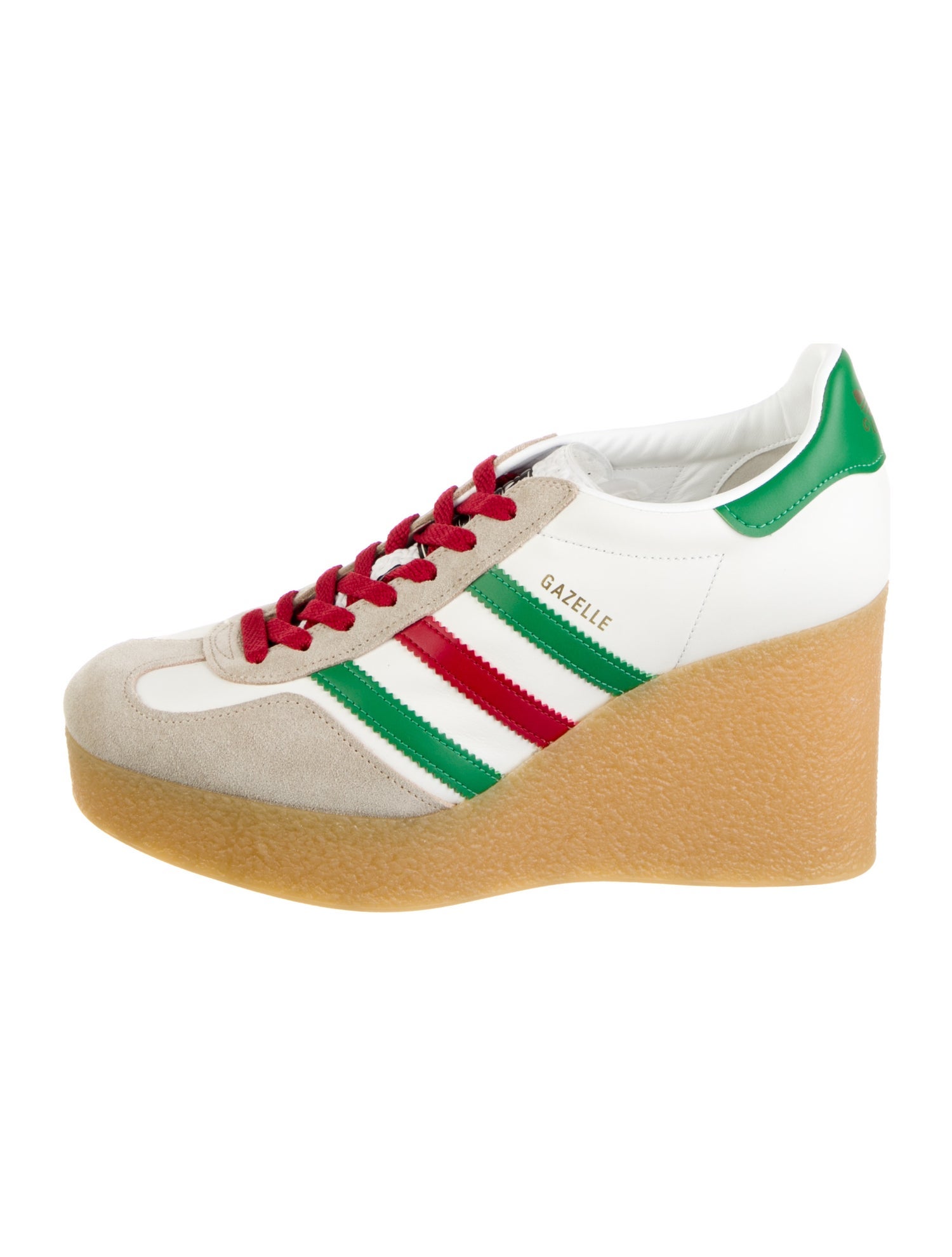Gucci x Adidas Web Accent Leather Wedge Sneakers w/ Tags