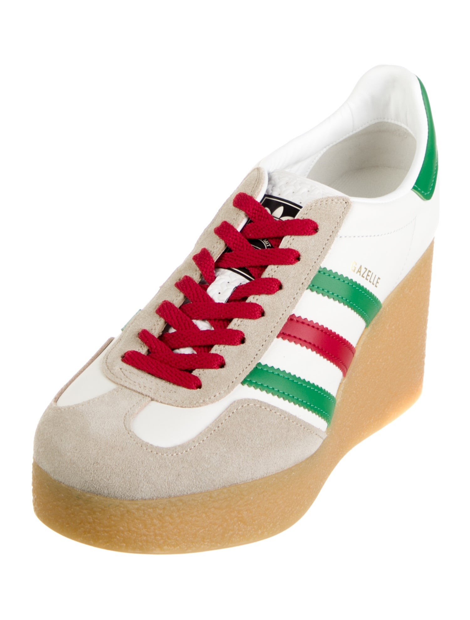Gucci x Adidas Web Accent Leather Wedge Sneakers w/ Tags