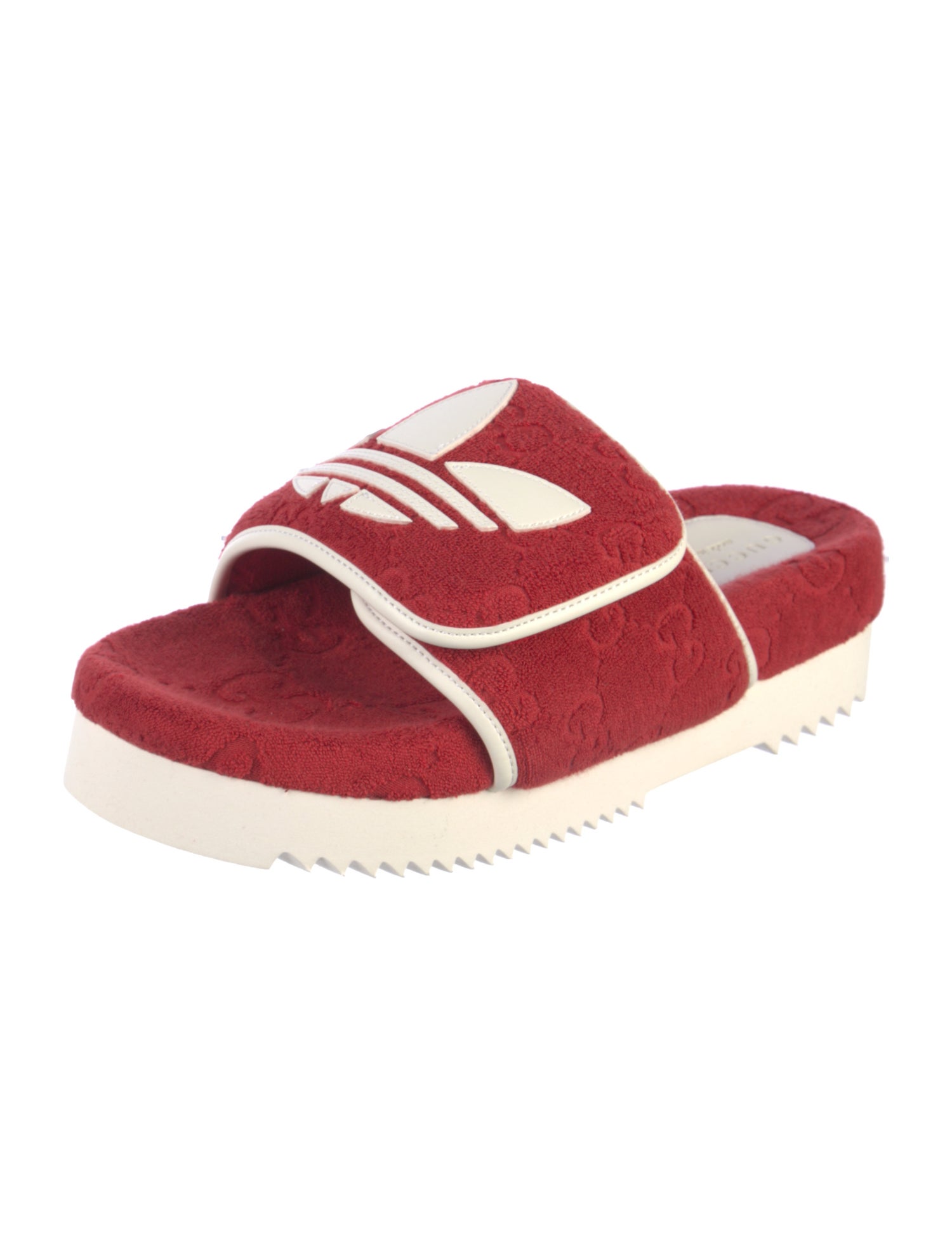 Gucci x Adidas Logo Terry Cloth GG Logo Slides w/ Tags