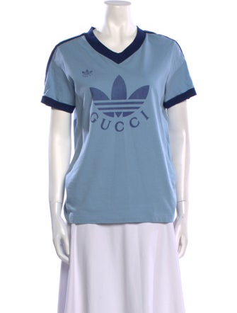 Gucci x Adidas Graphic Print V-Neck T-Shirt