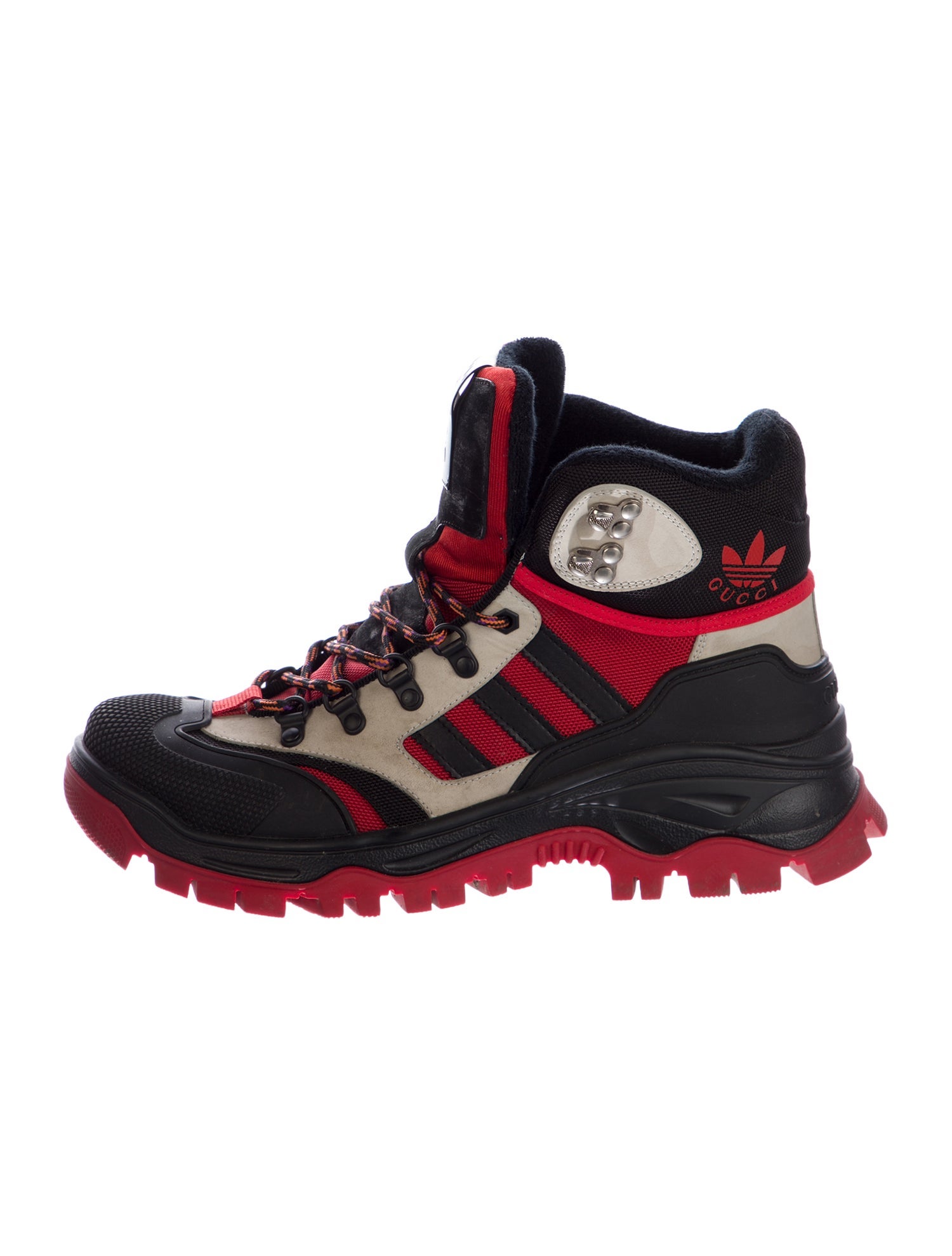 Gucci x Adidas Nylon Colorblock Pattern Hiking Boots