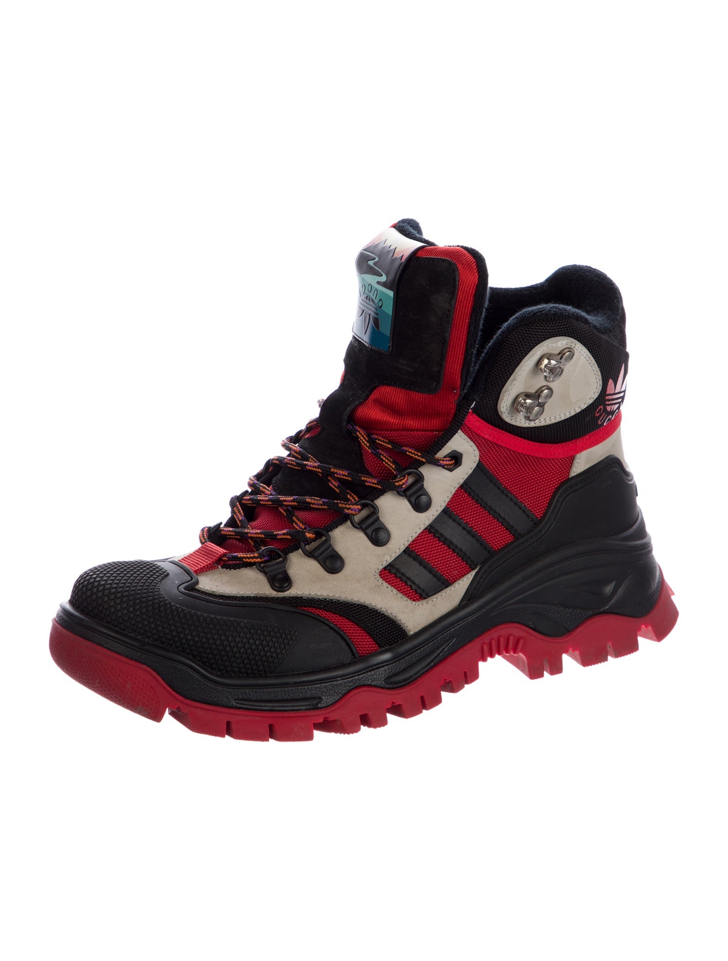 Gucci x Adidas Nylon Colorblock Pattern Hiking Boots