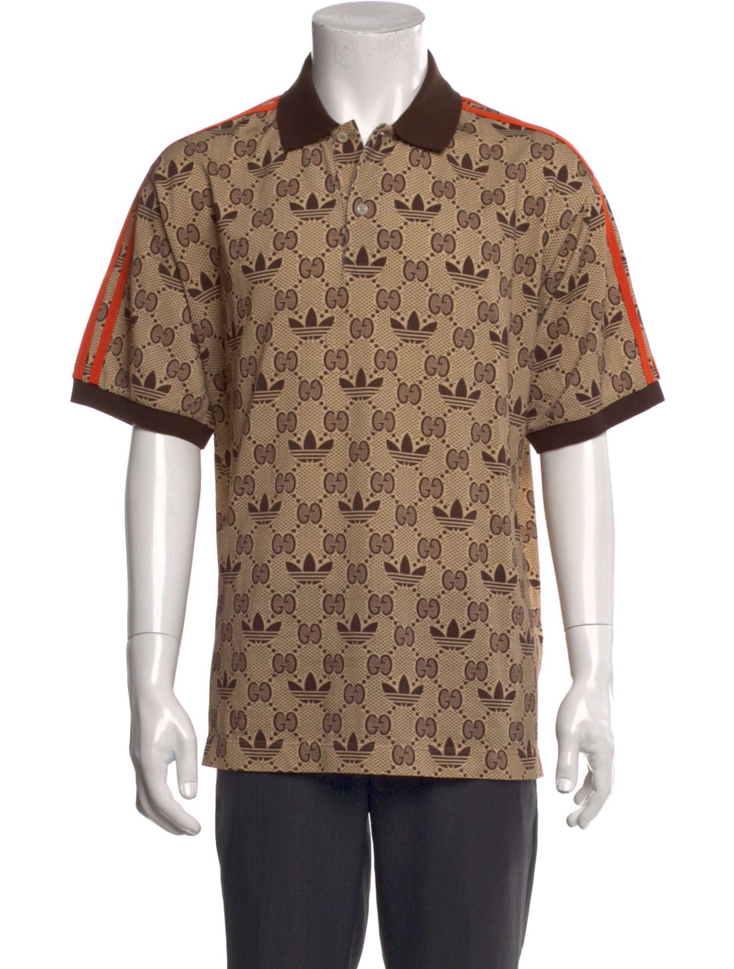 Gucci x Adidas GG Logo Crew Neck Polo Shirt