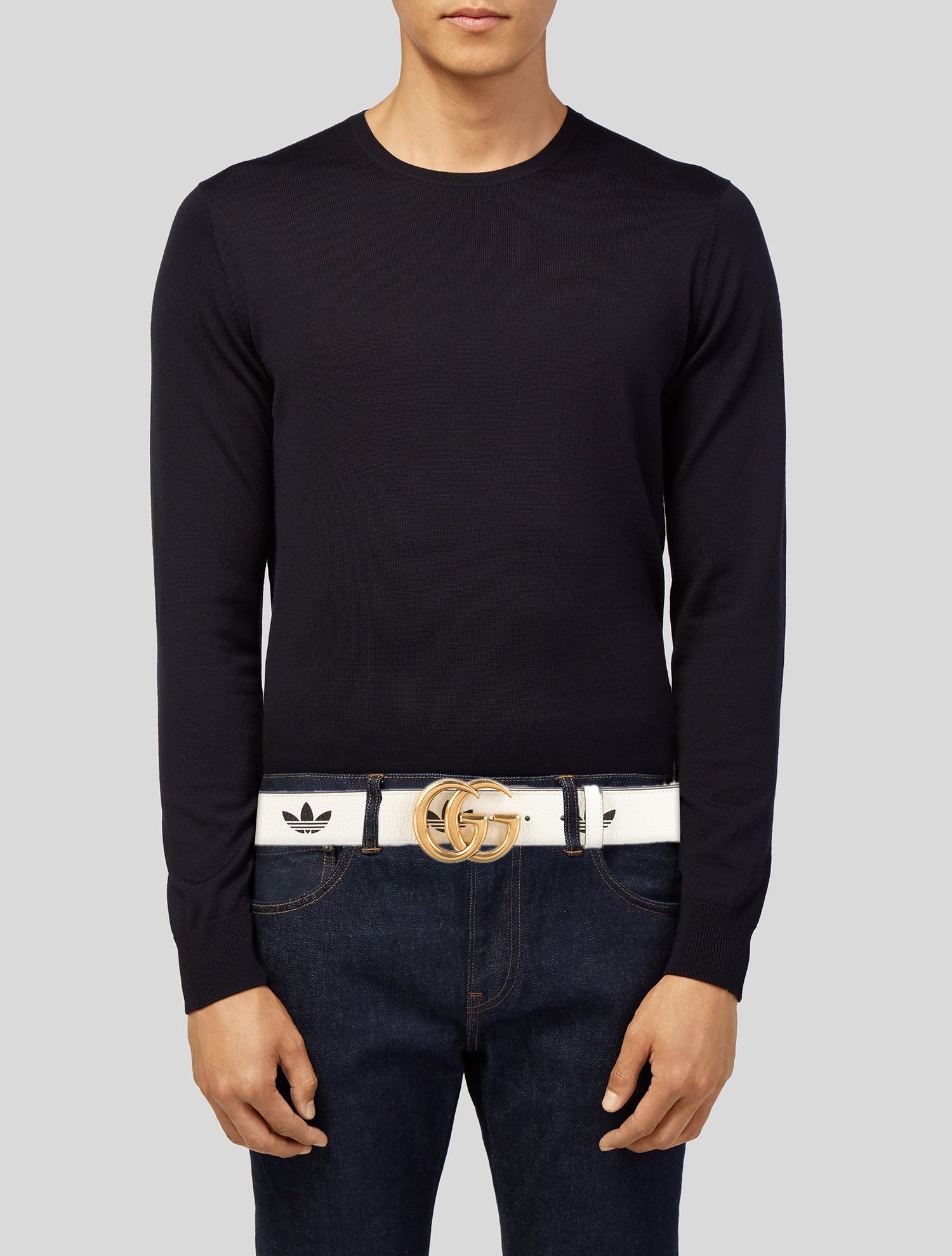 Gucci x Adidas Double G Logo Calfskin Waist Belt