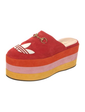 Gucci x Adidas Horsebit Accent Suede Mules