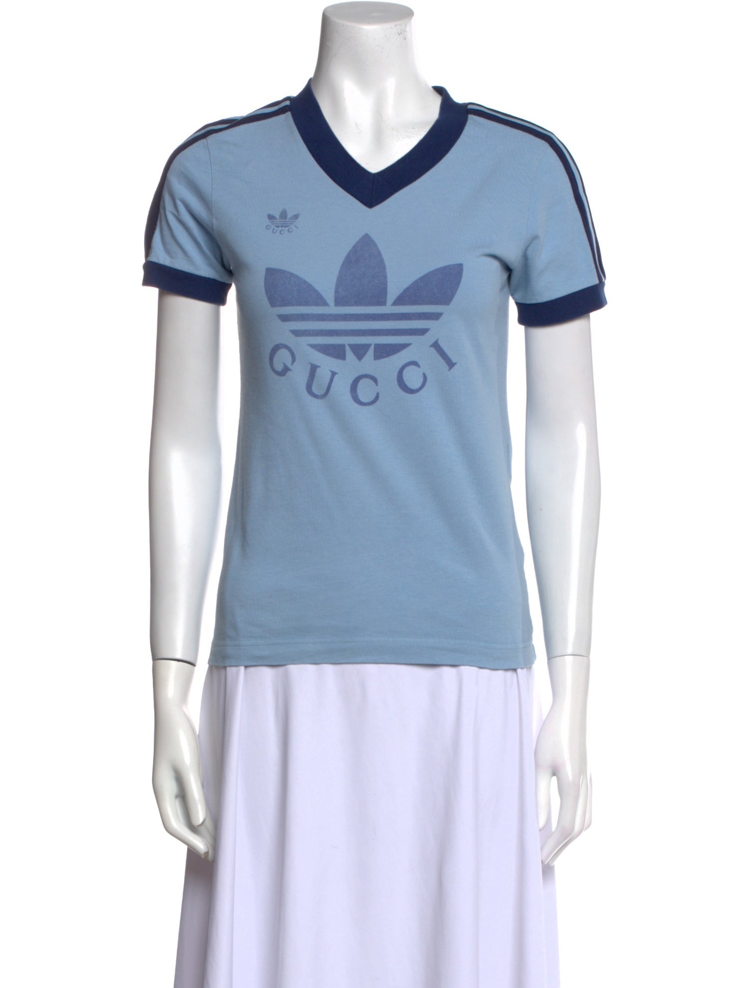 Gucci x Adidas Graphic Print V-Neck T-Shirt