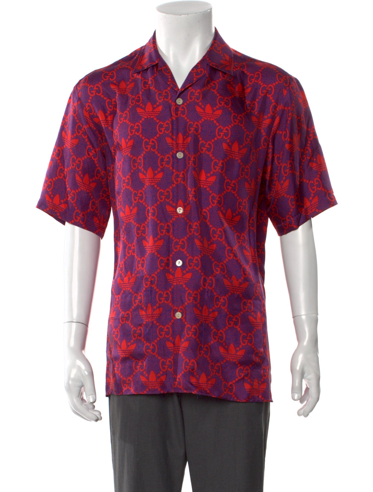 Gucci x Adidas GG Logo Silk Shirt