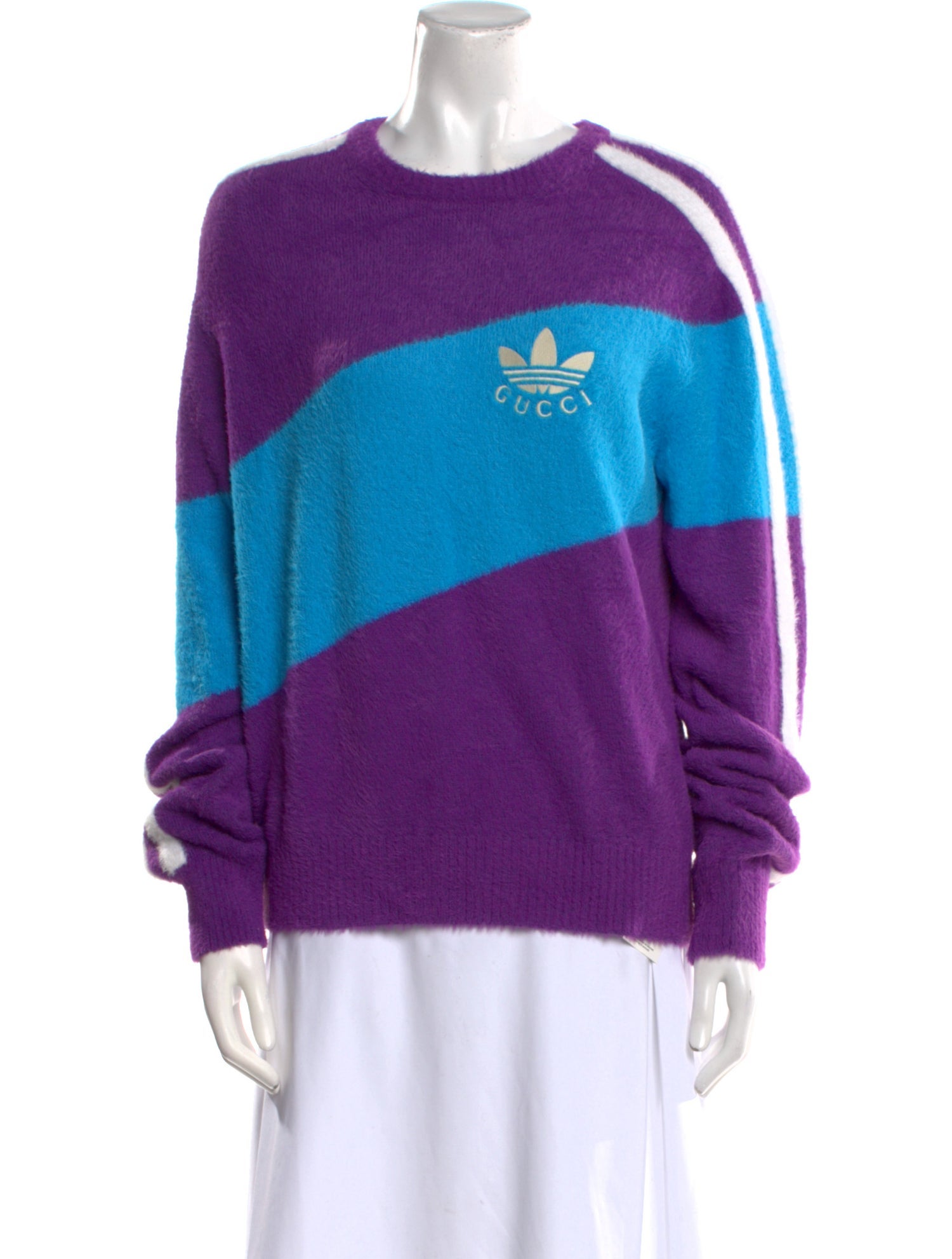Gucci x Adidas Colorblock Pattern Crew Neck Sweater