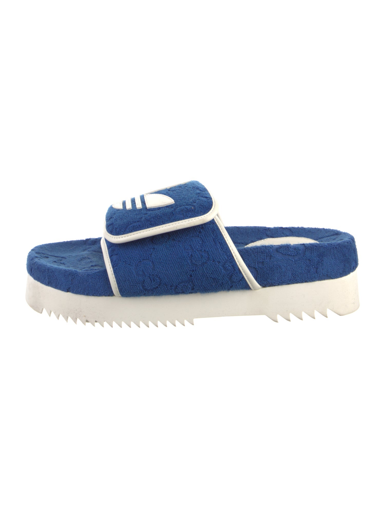 Gucci x Adidas GG Logo Leather Trim Embellishment Slides