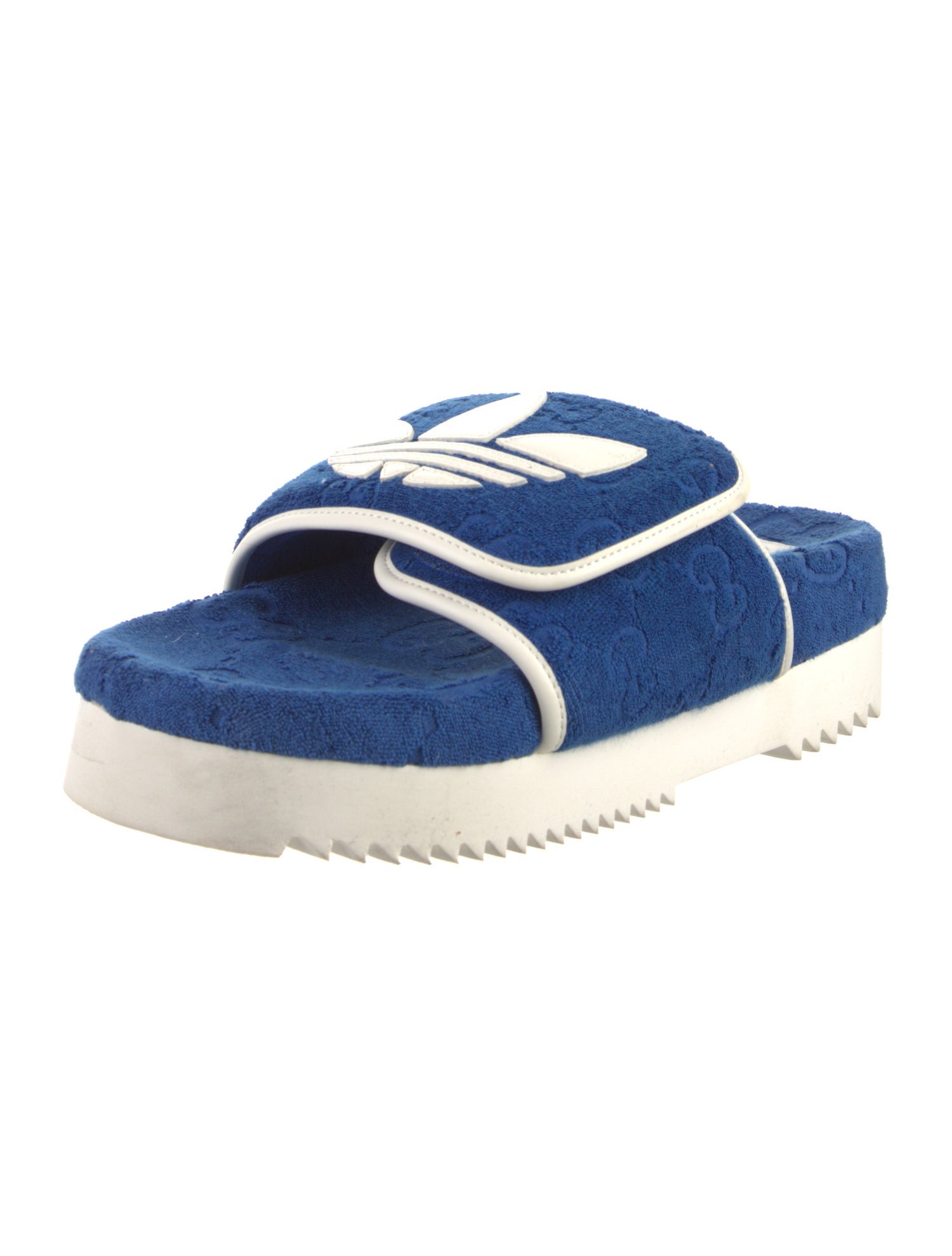 Gucci x Adidas GG Logo Leather Trim Embellishment Slides