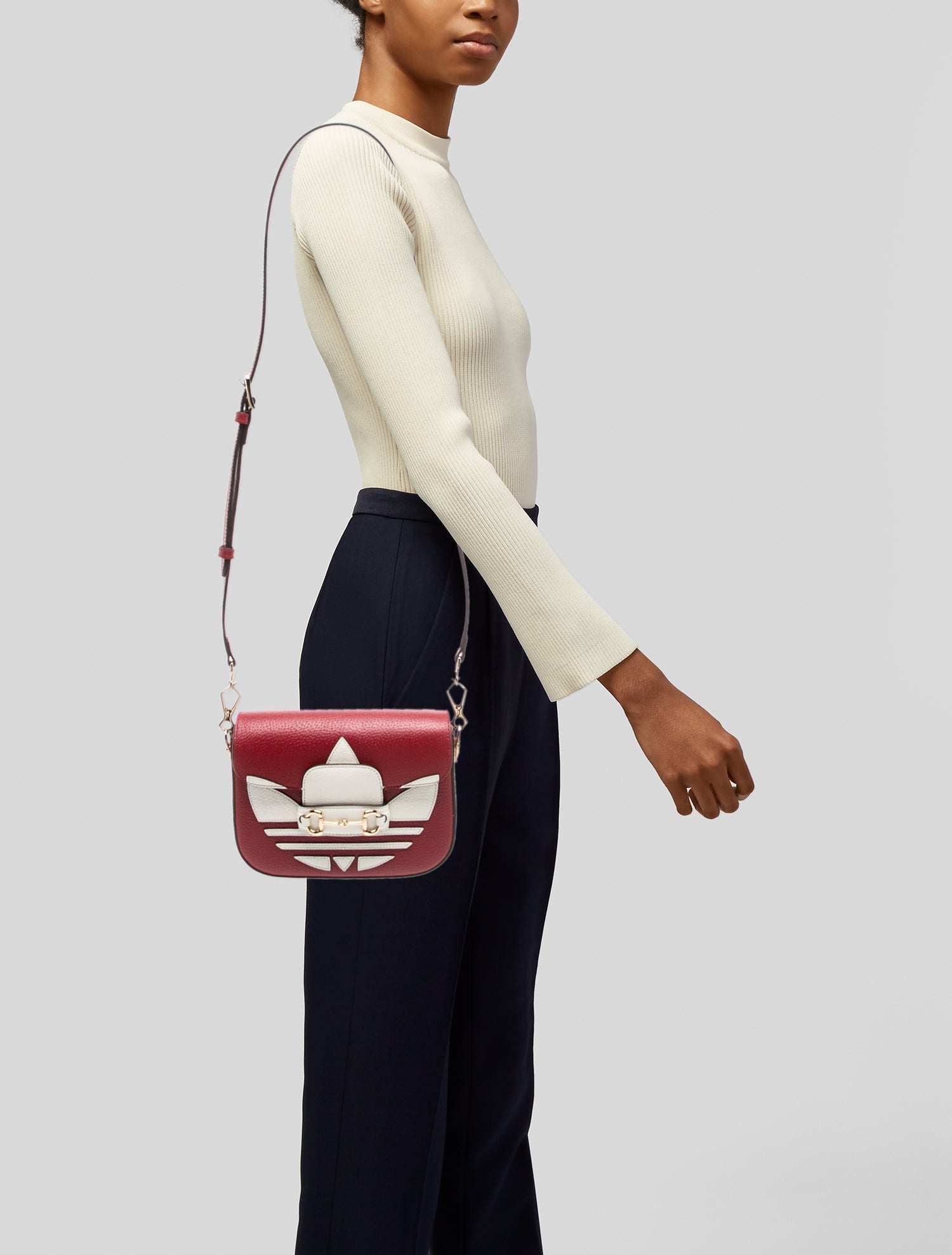 Gucci x Adidas Web Gucci Horsebit 19 Mini - Red Crossbody Bags