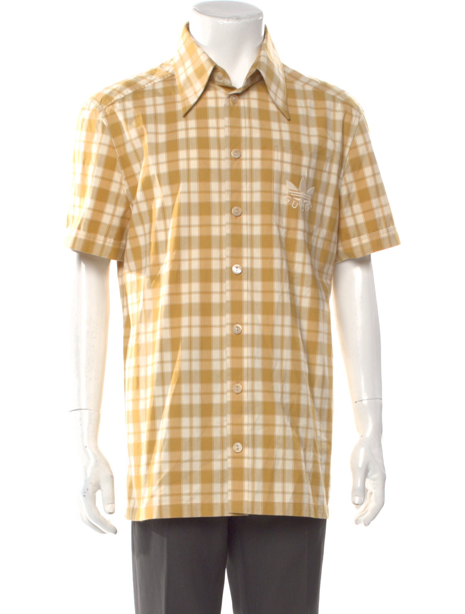 Gucci x Adidas Plaid Print Short Sleeve Shirt
