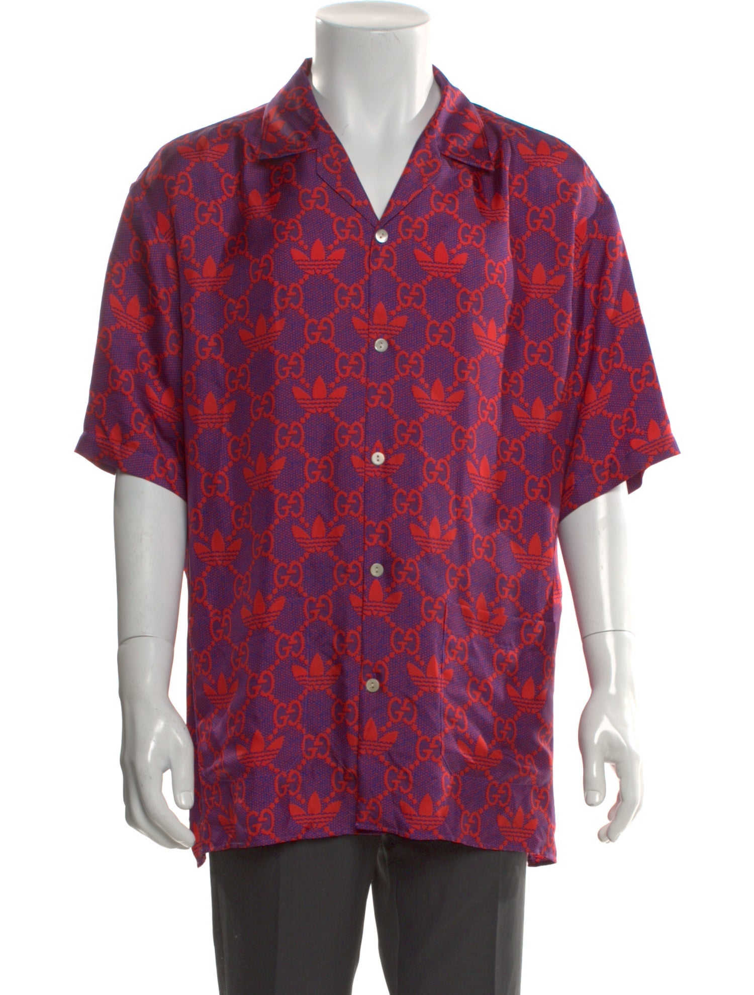 Gucci x Adidas GG Logo Silk Shirt