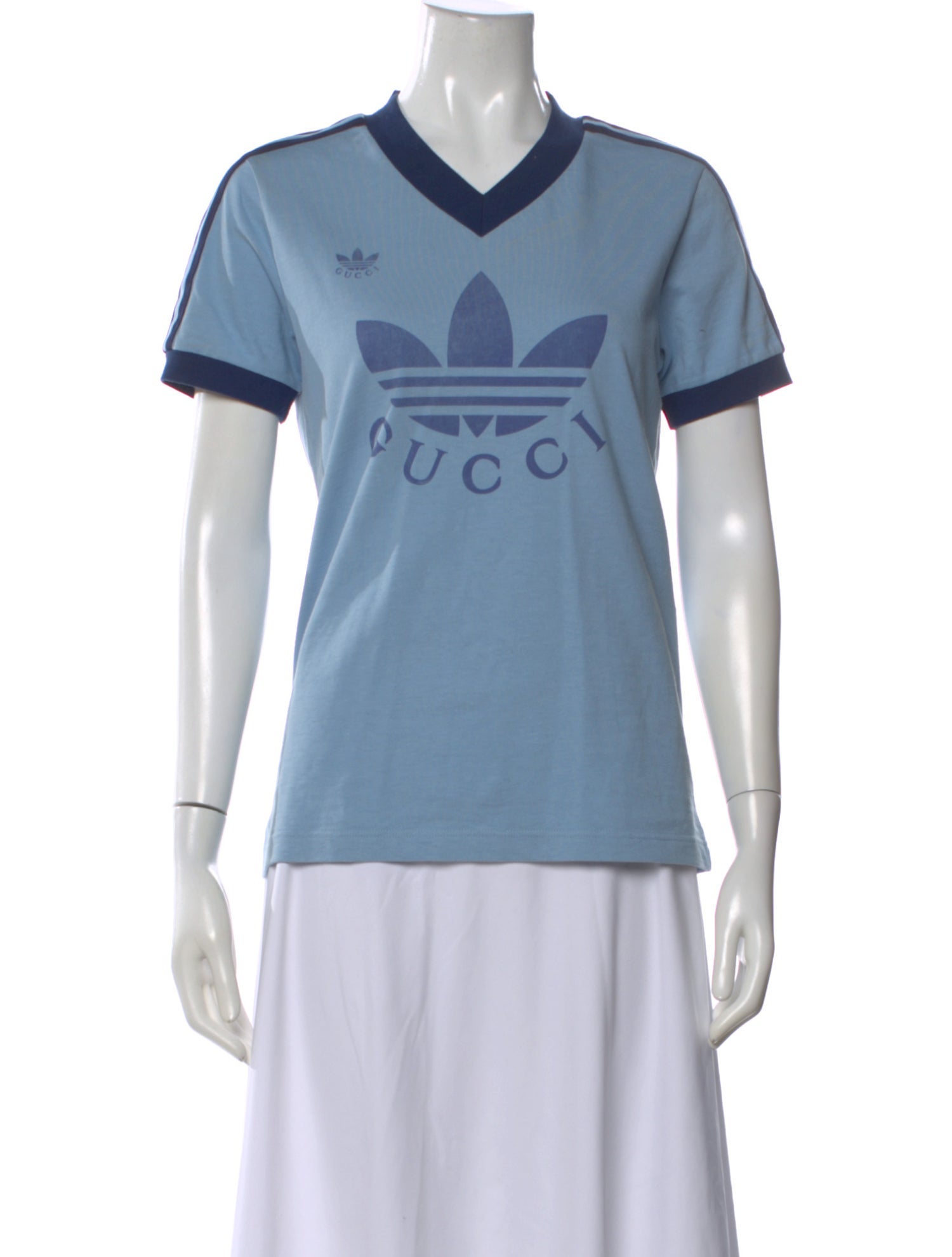 Gucci x Adidas Graphic Print V-Neck T-Shirt