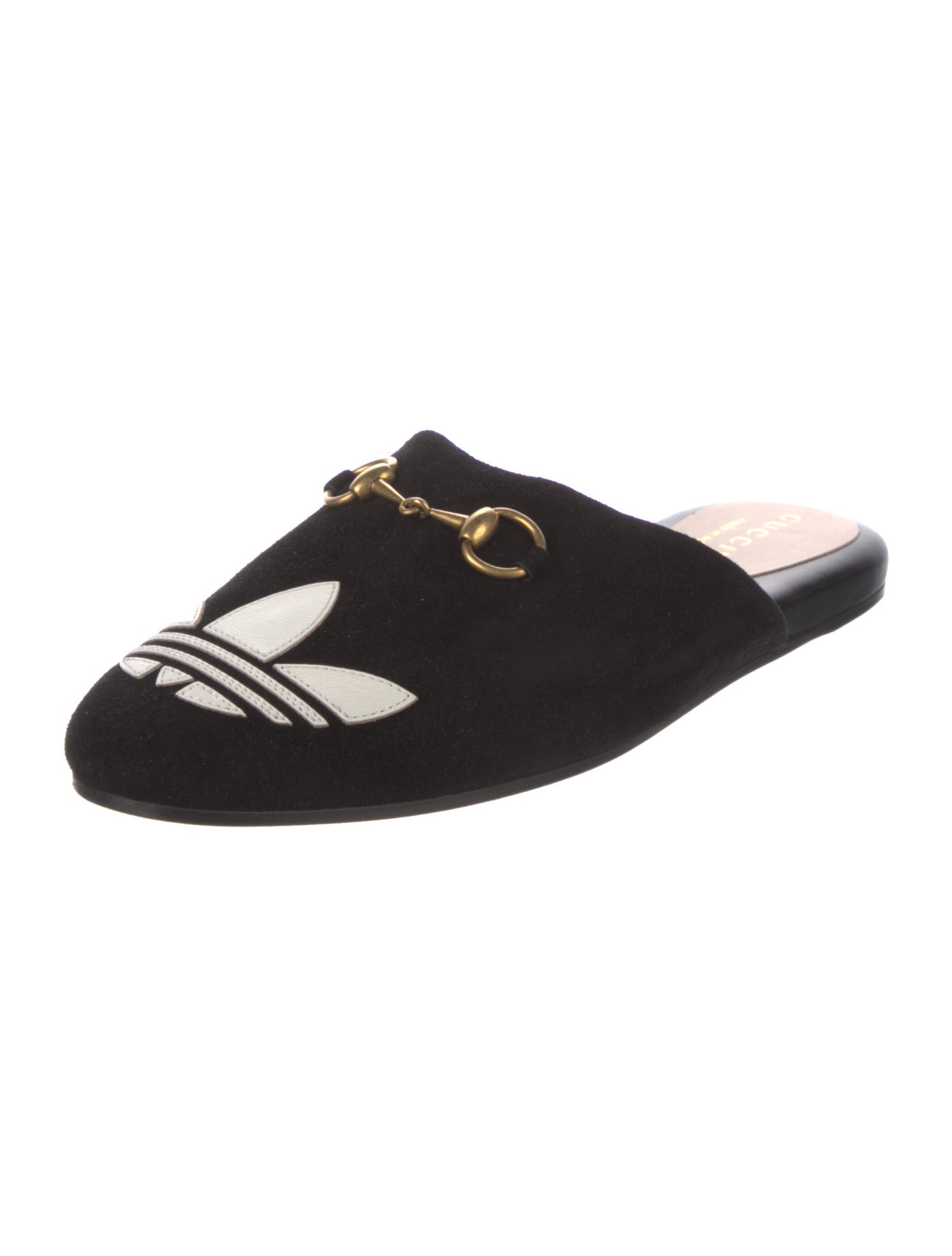 Gucci x Adidas Suede Leather Trim Embellishment Mules