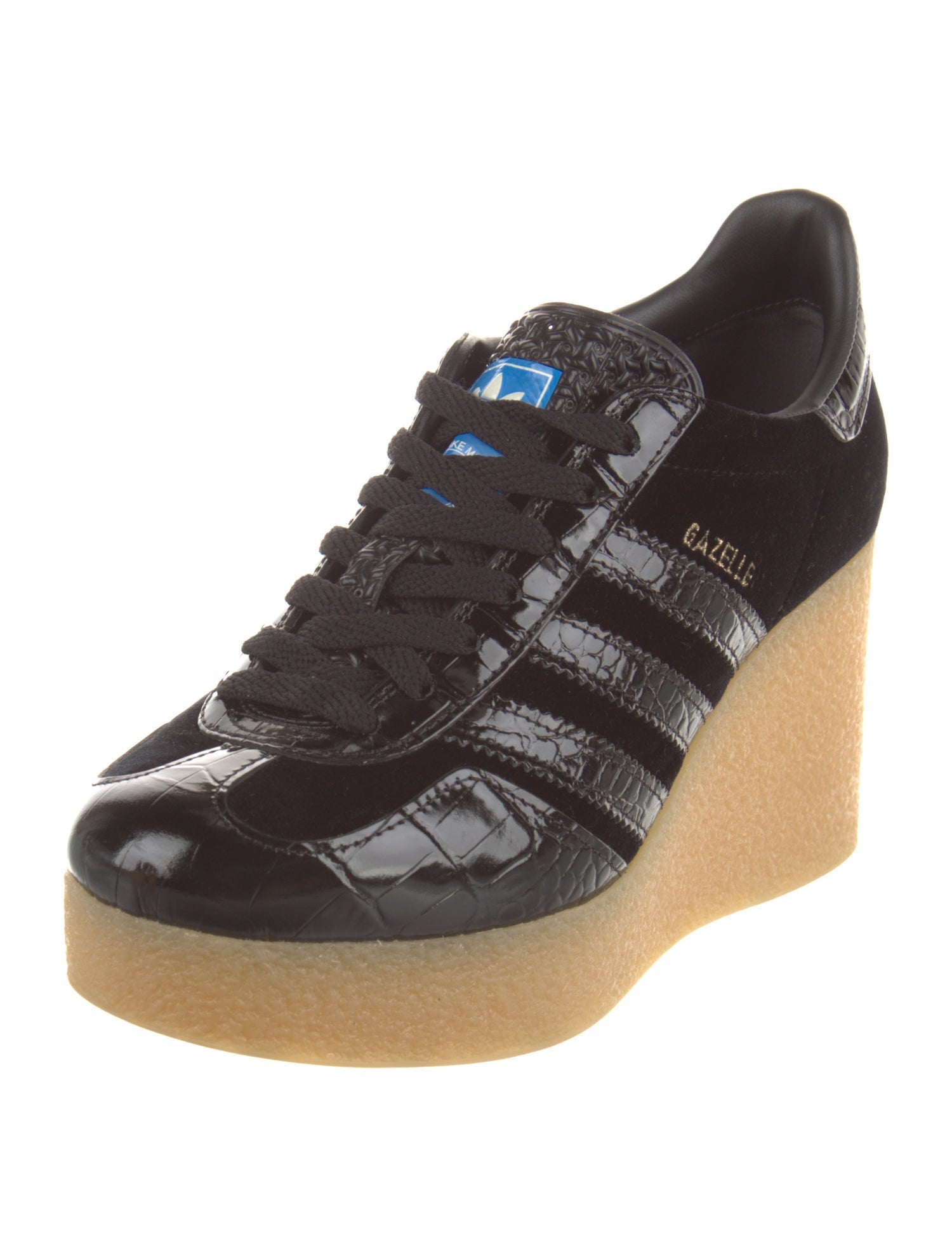 Gucci x Adidas Suede Leather Trim Embellishment Wedge Sneakers