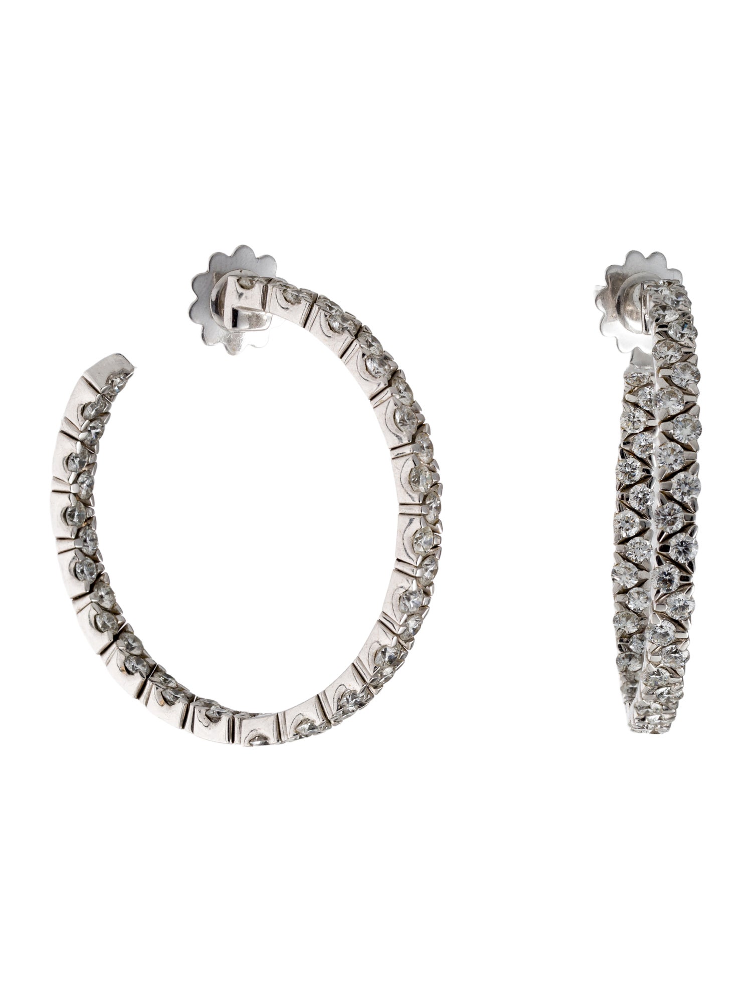 Garavelli 18K 6.00ct Diamond Coil Round Large Hoop Earrings