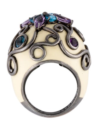 Garavelli Topaz, Amethyst, & Enamel Cocktail Ring