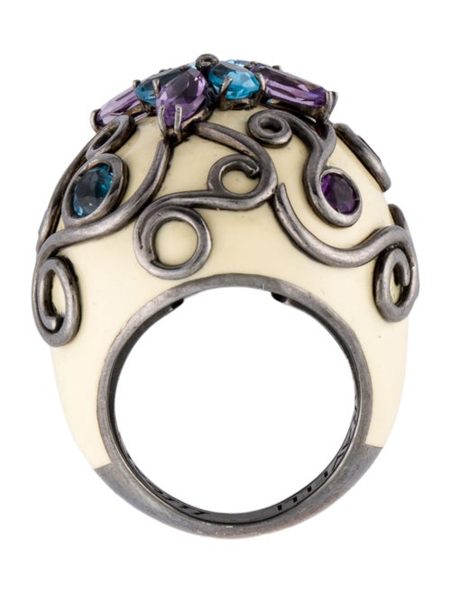 Garavelli Topaz, Amethyst, & Enamel Cocktail Ring