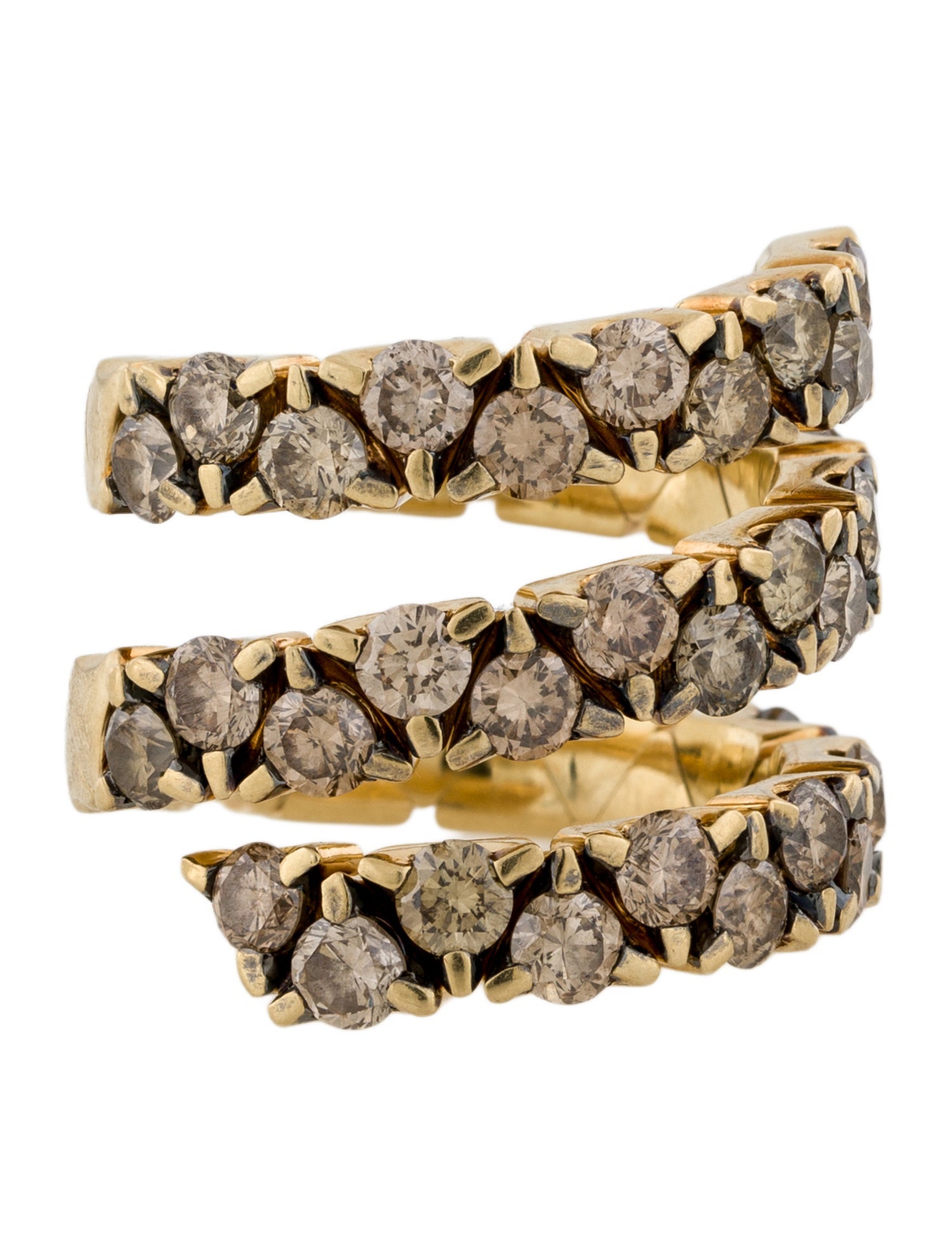 Garavelli 18K Diamond Coil Triple Row Ring