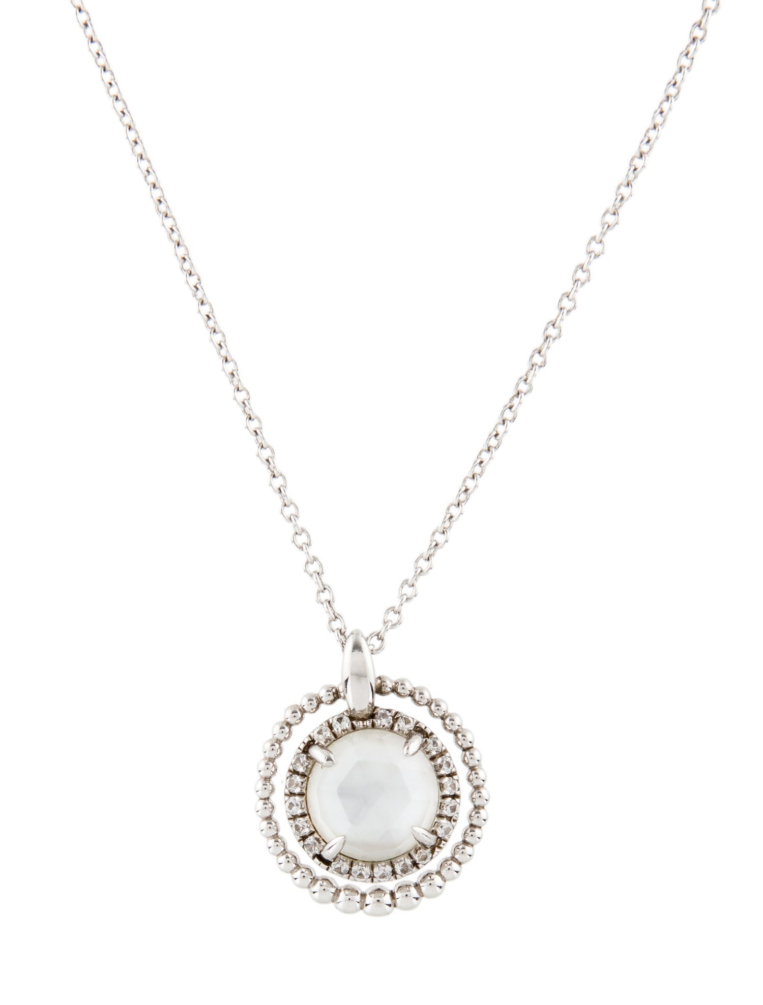 Gabriel & Co. Mother Of Pearl & Quartz Doublet & Colorless Sapphire Pendant Necklace