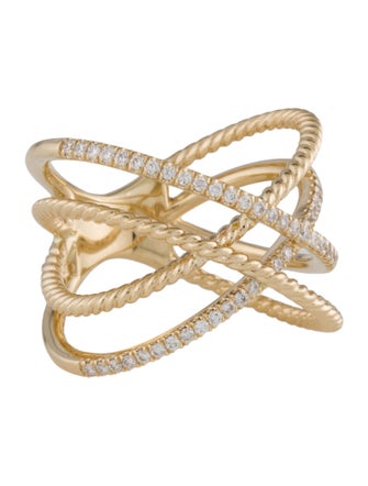 Gabriel & Co. 14K Diamond Twisted Rope Criss Cross Ring