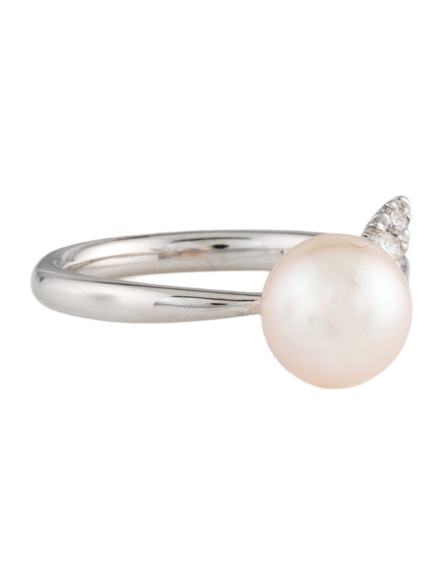 Gabriel & Co. 14K Pearl & Diamond Leaf Ring
