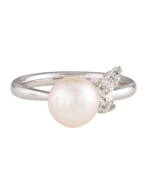 Gabriel & Co. 14K Pearl & Diamond Leaf Ring