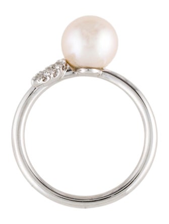 Gabriel & Co. 14K Pearl & Diamond Leaf Ring