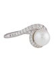 Gabriel & Co. 14K Pearl & Diamond Curved Halo Ring