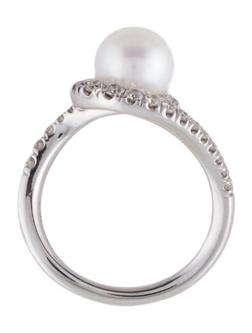 Gabriel & Co. 14K Pearl & Diamond Curved Halo Ring