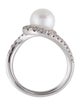 Gabriel & Co. 14K Pearl & Diamond Curved Halo Ring