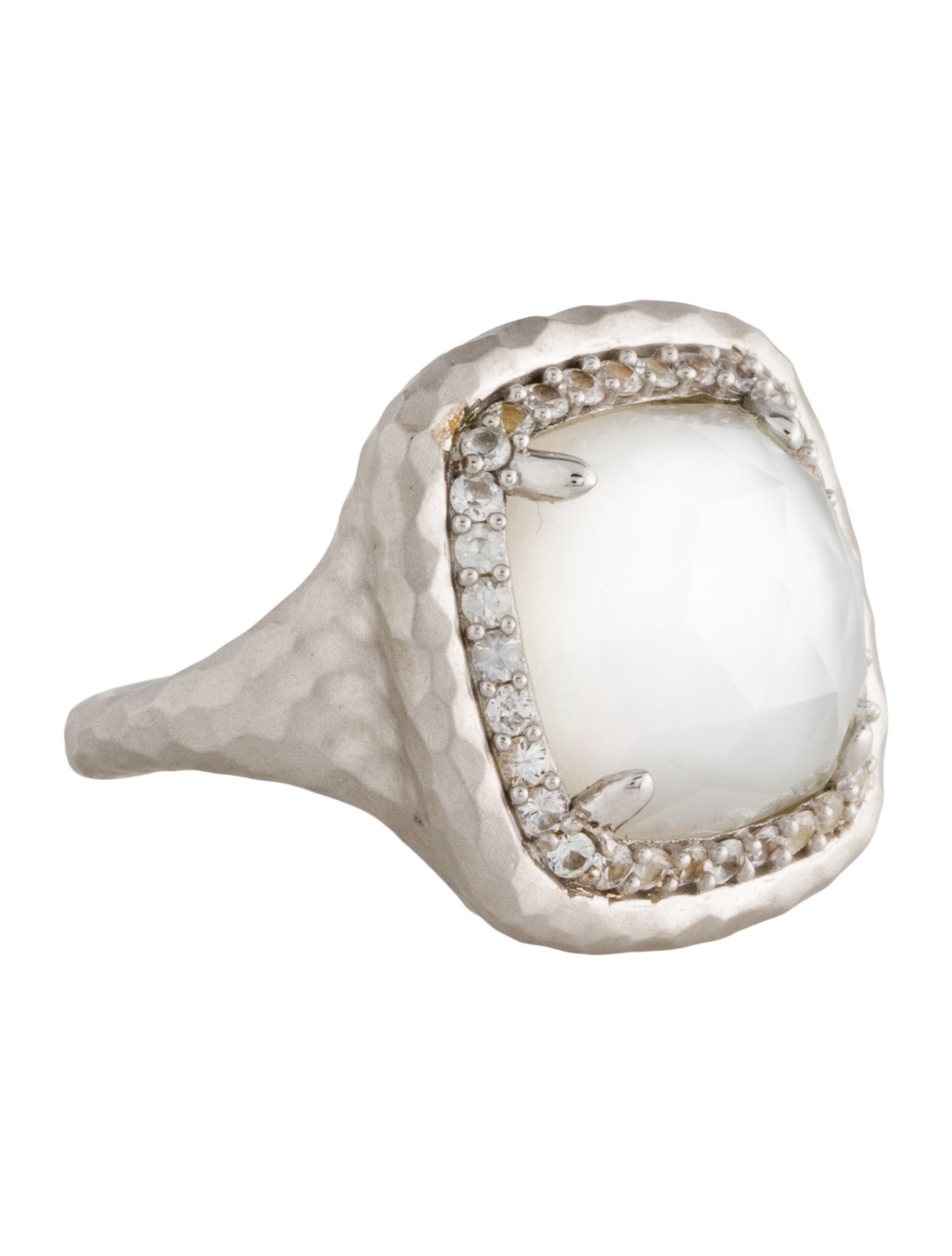 Gabriel & Co. Mother of Pearl, Quartz Doublet & Sapphire Cocktail Ring
