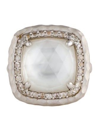 Gabriel & Co. Mother of Pearl, Quartz Doublet & Sapphire Cocktail Ring