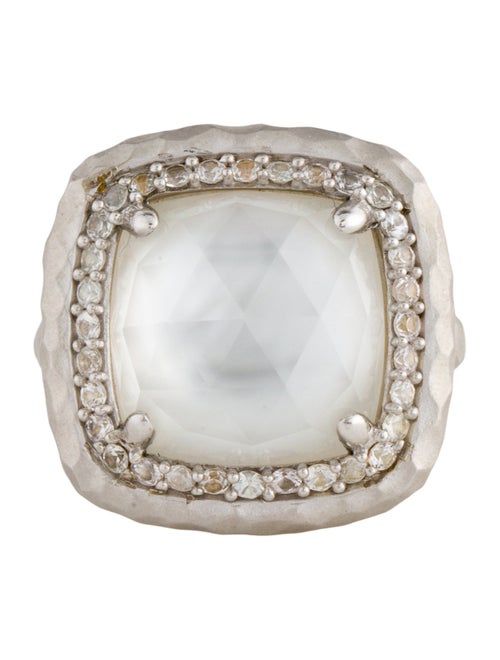 Gabriel & Co. Mother of Pearl, Quartz Doublet & Sapphire Cocktail Ring