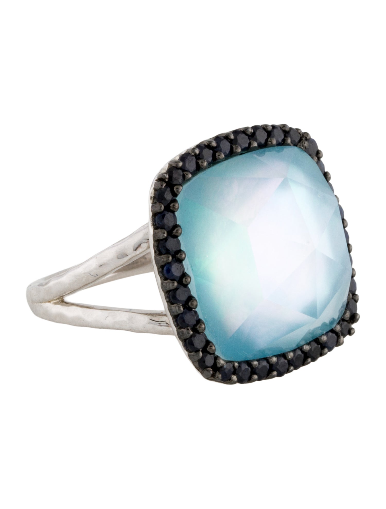 Gabriel & Co. Mother of Pearl Triplet & Sapphire Cocktail Ring