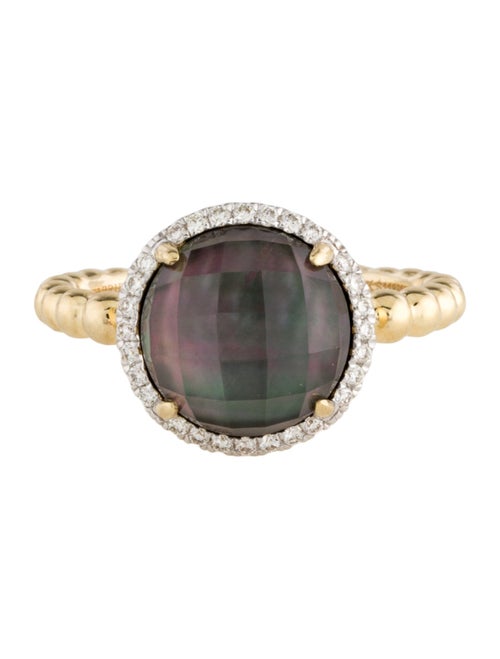 Gabriel & Co. Mother of Pearl, Quartz Doublet & Diamond Cocktail Ring