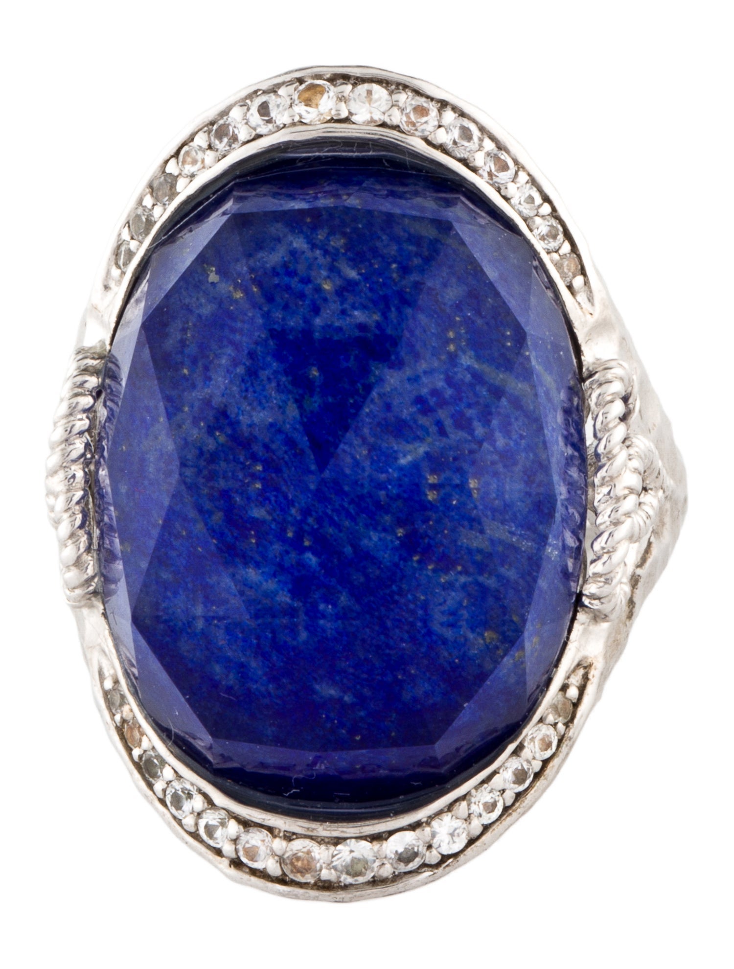 Gabriel & Co. Sapphire, Quartz & Lapis Lazuli Cocktail Ring