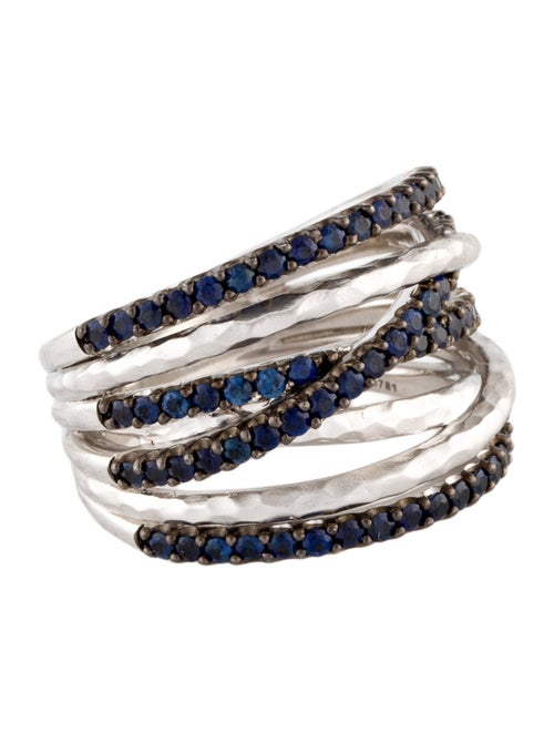 Gabriel & Co. 1.06ctw Sapphire Hammered Crossover Cocktail Ring