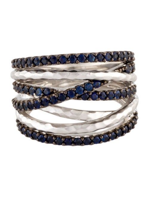 Gabriel & Co. 1.06ctw Sapphire Hammered Crossover Cocktail Ring