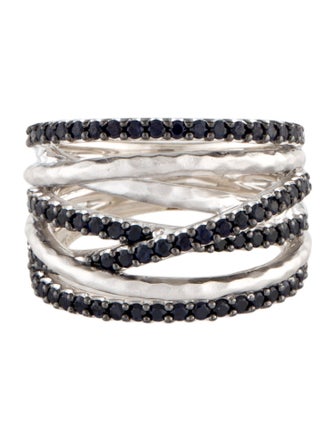 Gabriel & Co. 1.06ctw Sapphire Hammered Crossover Cocktail Ring