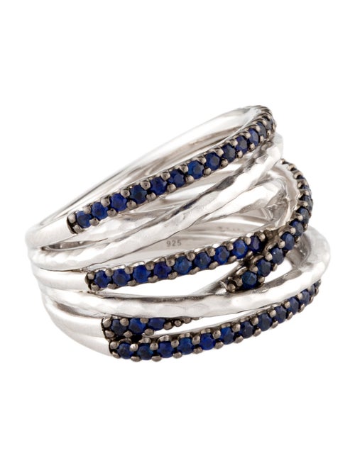 Gabriel & Co. 1.06ctw Sapphire Hammered Crossover Cocktail Ring